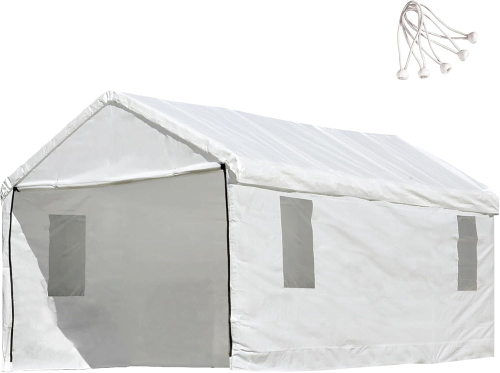 10x20 ft Carport Replacement Canopy Cover with Enclosure Kit - Heavy-Duty Wat...