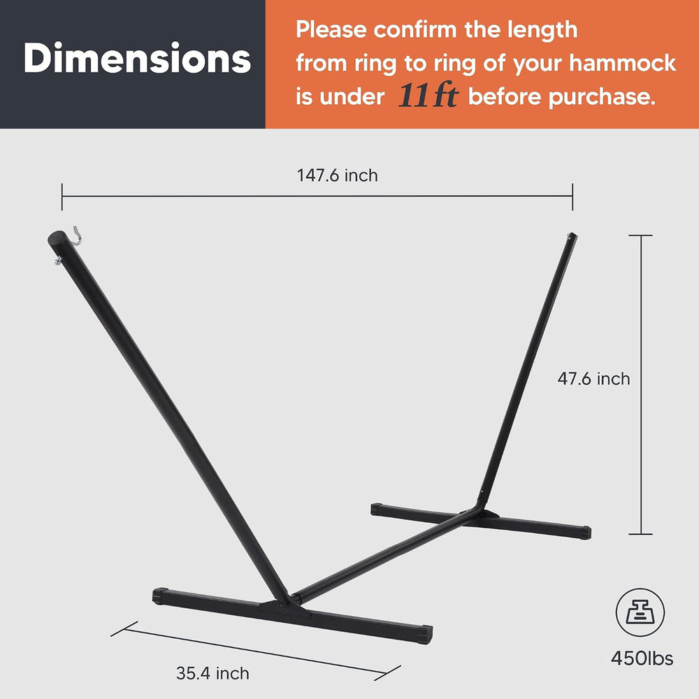 12 FT Heavy Duty Hammock Stand, 475 lbs Capacity, Black
