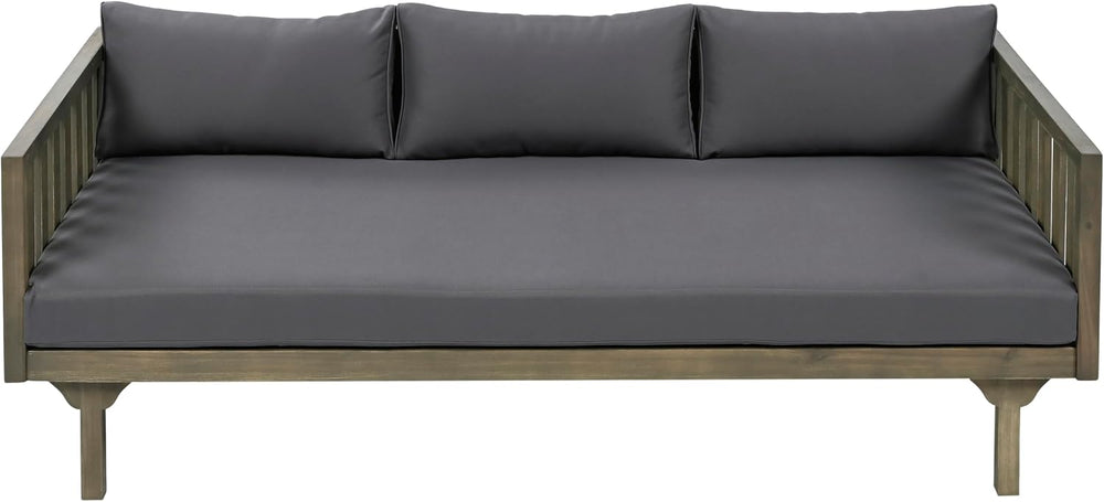Christopher Knight Home Claremont Outdoor 3 Seater Acacia Wood Daybed with Fa...