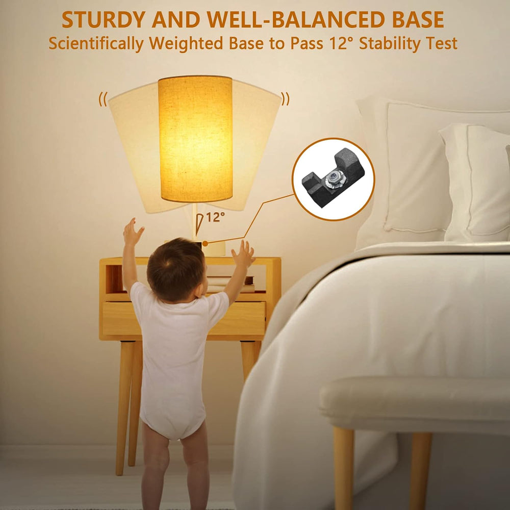HiBay 2-Set Touch 3-Way Dimmable Table Lamps with Charging Station, White