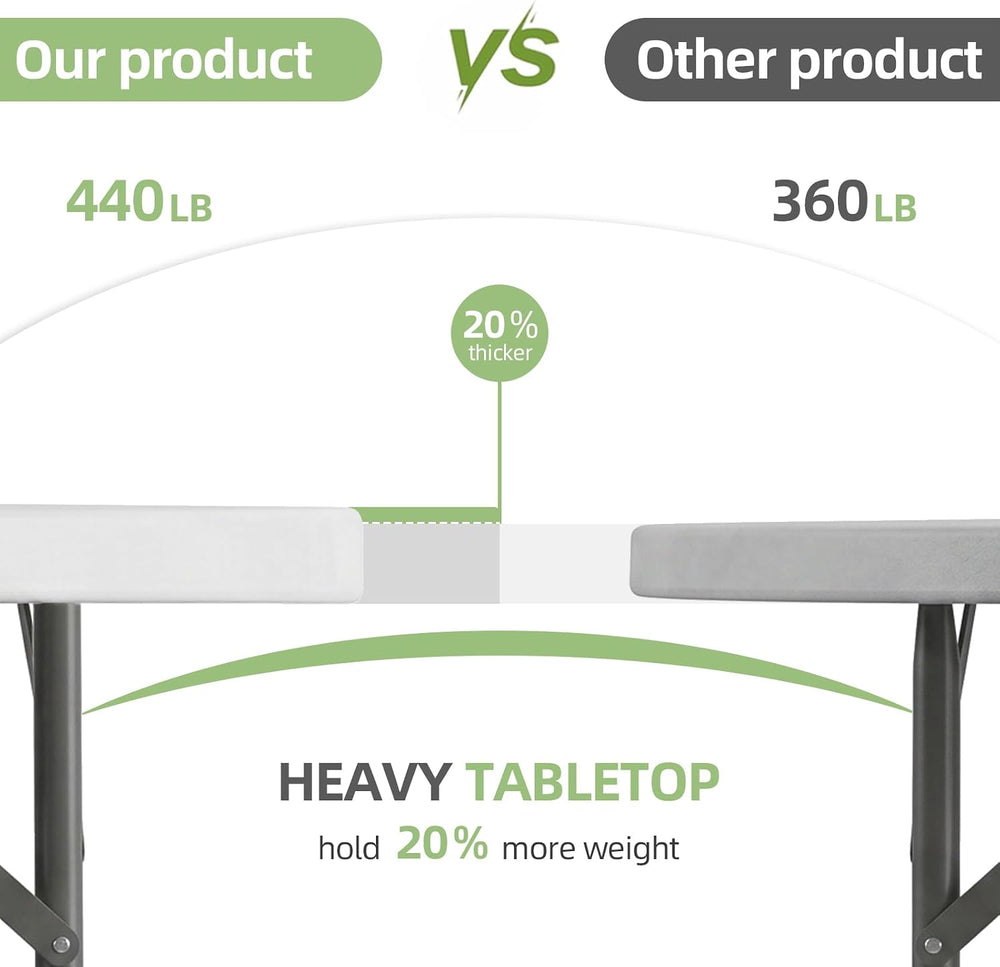 4FT Foldable Table,Folding Plastic Card Table with Handle