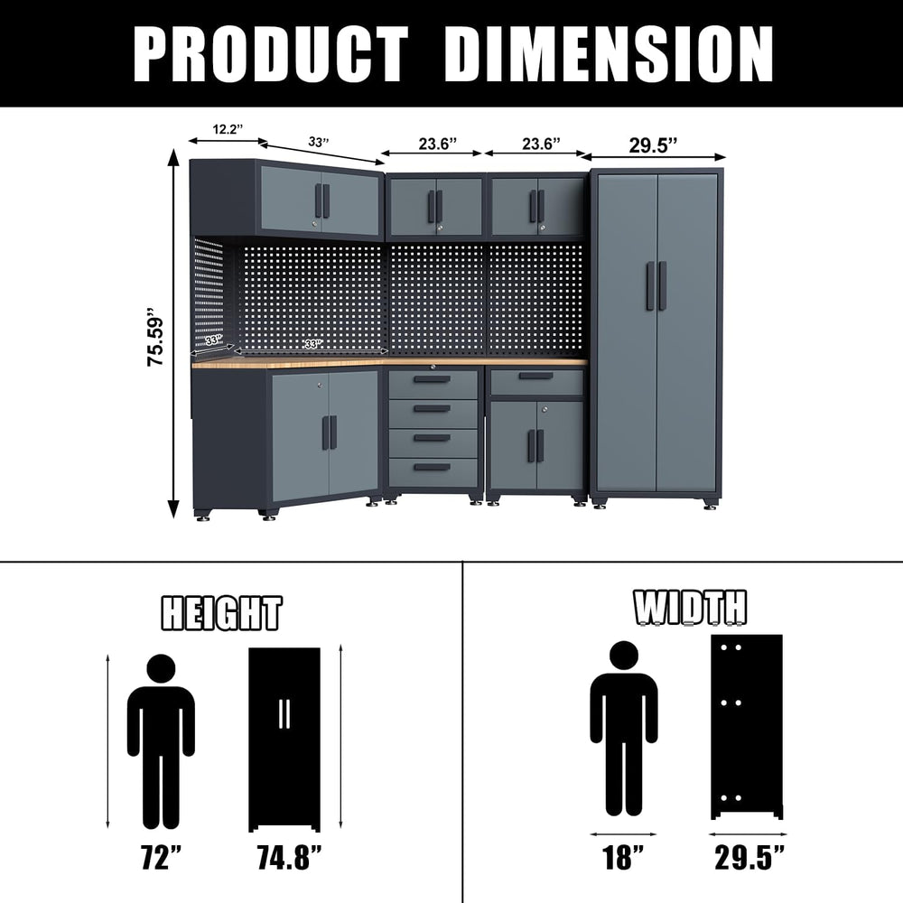 16PCS Garage Storage Cabinet System