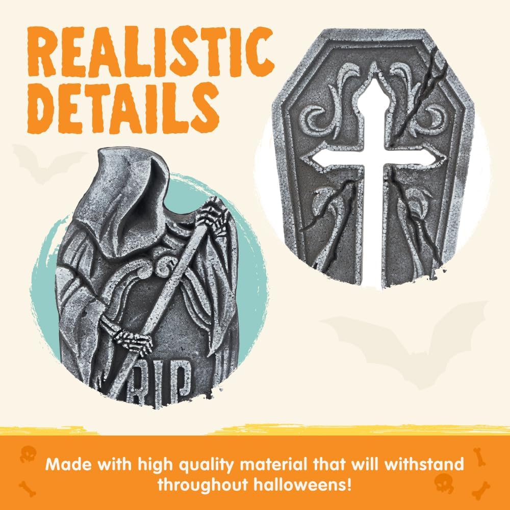 JOYIN 17" Halloween Decorations Outdoor Tombstones, 5 Pack Halloween Gra...