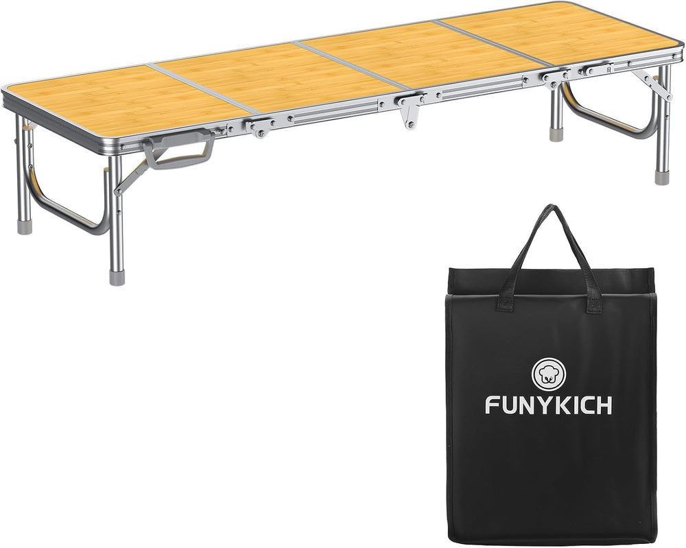 FUNYKICH 4ft Low Folding Picnic Table(45.7''x15.7''x10.3'...