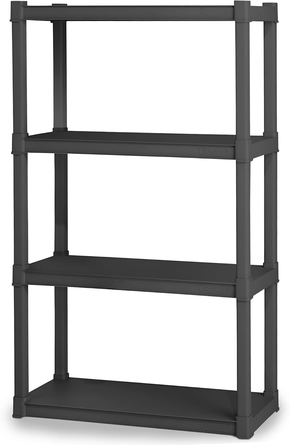 Sterilite 4 Shelf Unit, Heavy-Duty Plastic Utility Storage Rack, 2-Pack