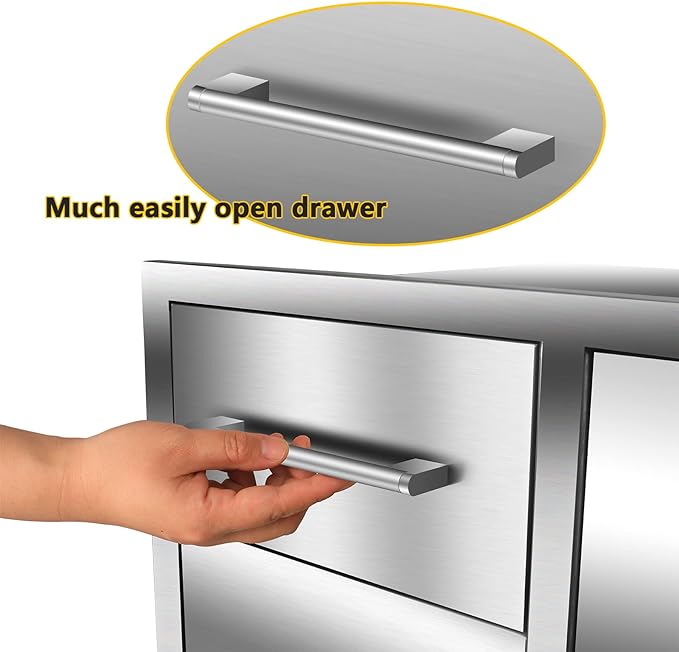 Outdoor Kitchen Drawer Combo, BBQ Access Trash Drawer Combo with Triple Stain...