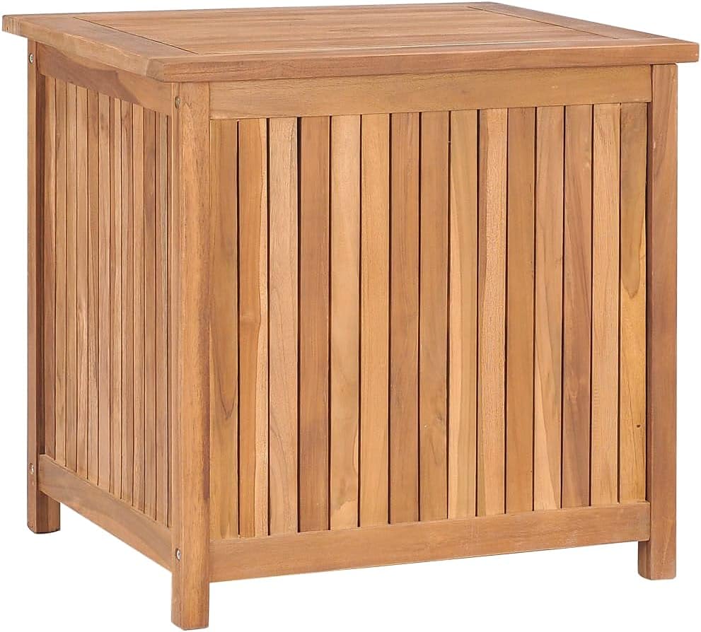 vidaXL Solid Teak Wood Patio Storage Box - Rustic Design, Ample Storage Space...