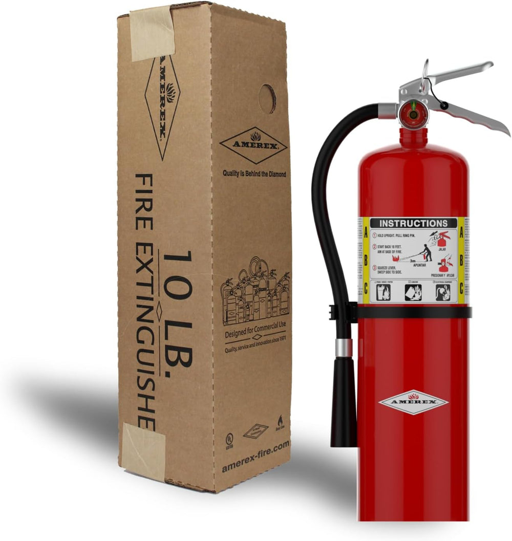 Amerex B456 ABC Dry Chemical Fire Extinguisher with Aluminum Valve, 10 lb. wi...