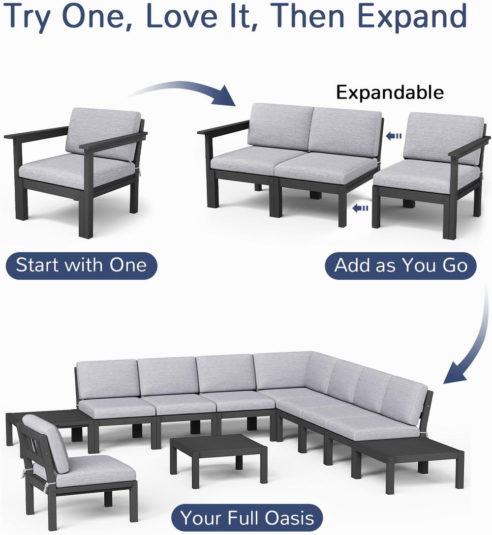 Stoog 6-Piece Patio Sectional Sofa Set, Modular Outdoor Furniture Set - All-W...