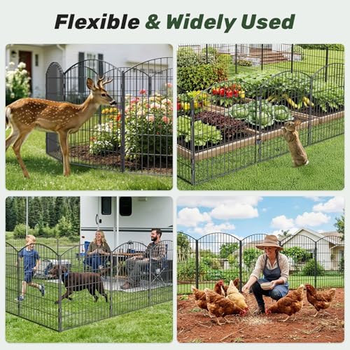 3-Layer Garden Fence with Gate 10 Panel 32in H×23ft L