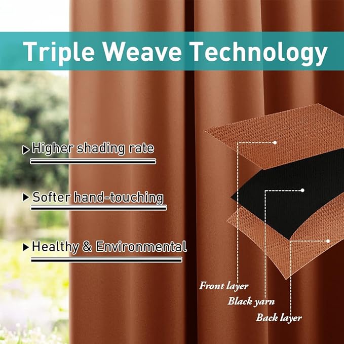 NICETOWN Halloween Outdoor Curtains Weighted for Patio, Thermal Insulated Wei...