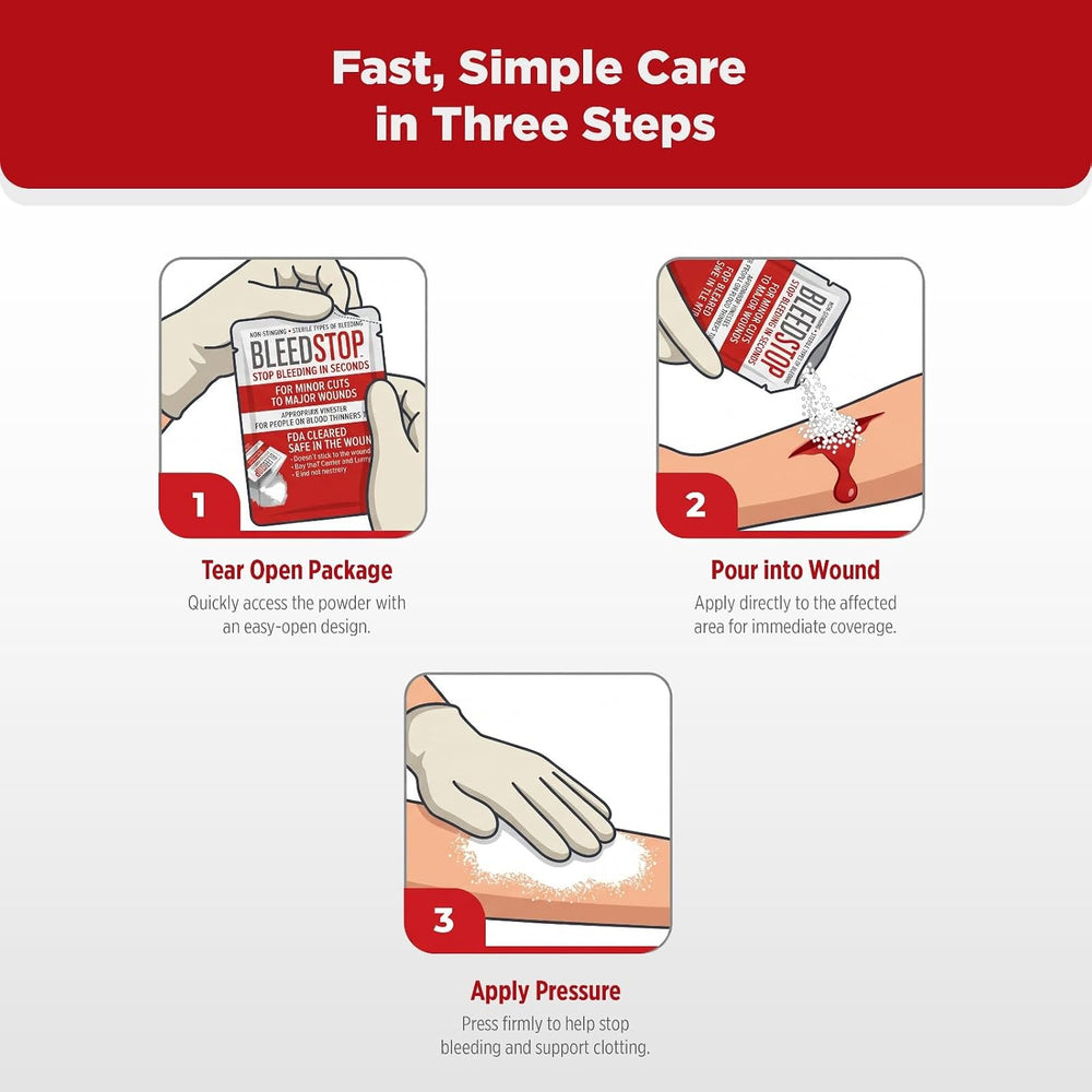 BleedStop™ First Aid Powder for Blood Clotting, Trauma Kit, Blood Thinner Pat...