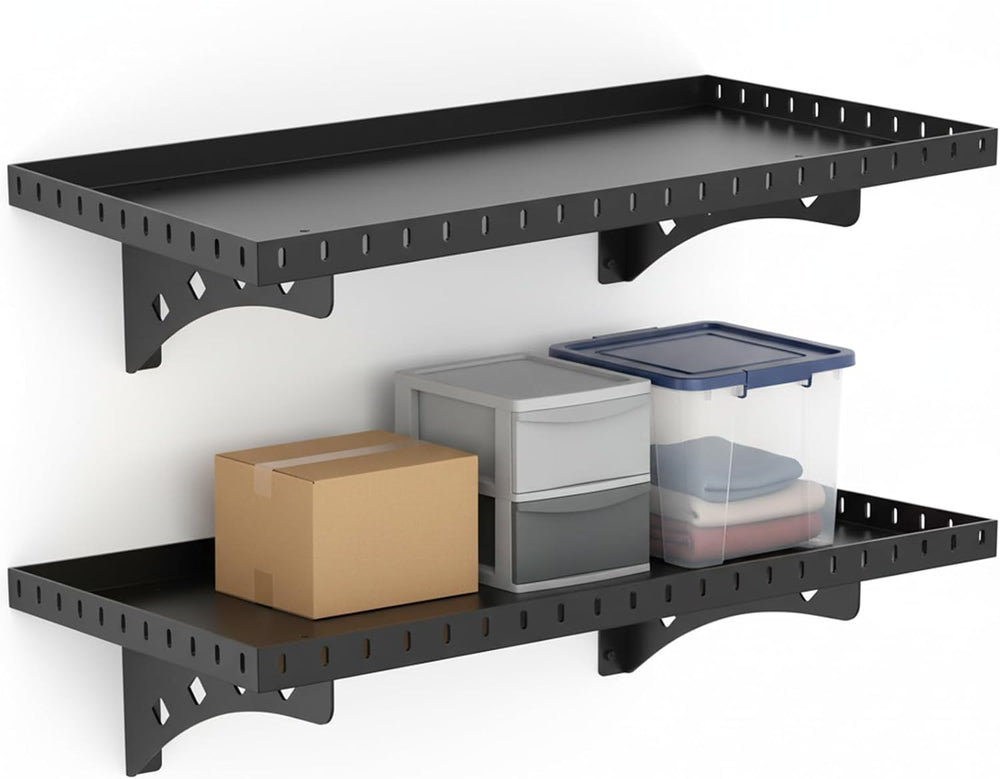 2 Pack Garage Wall Shelf, 1X2 Ft Heavy Duty Shelving for Garage