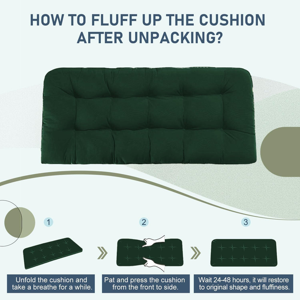downluxe Outdoor Bench Cushion for Patio Furniture, Water Resistant Tufted Ov...
