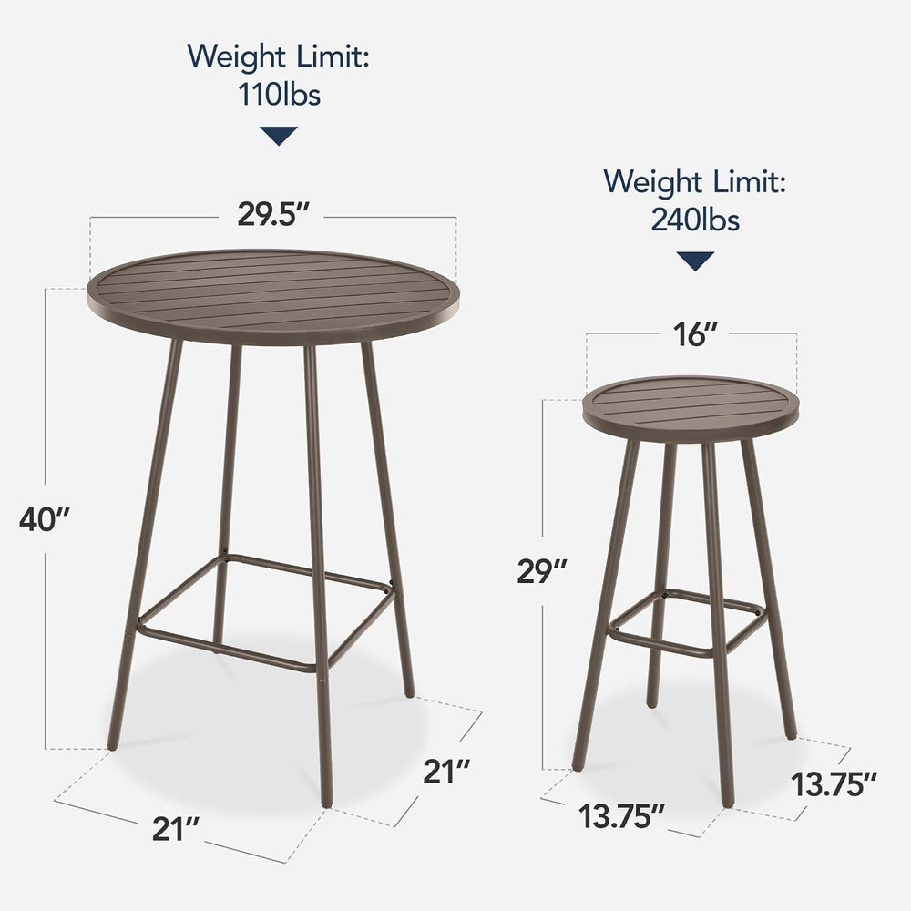 Best Choice Products 3-Piece Patio Dining Set, Bar Height, Outdoor Bistro Set...