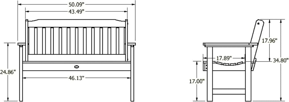 Highwood AD-BENW2-BKE Lehigh Garden Bench, 4 Feet, Black