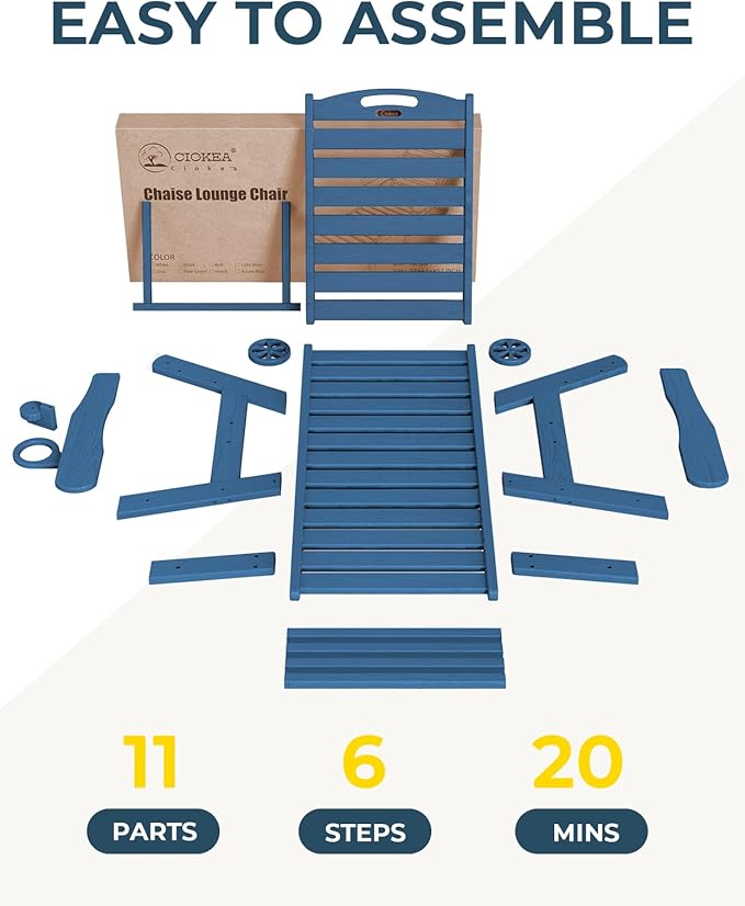 Ciokea Lounge Chair Outdoor, Oversized Chaise Lounge Chair with 5 Positions, ...