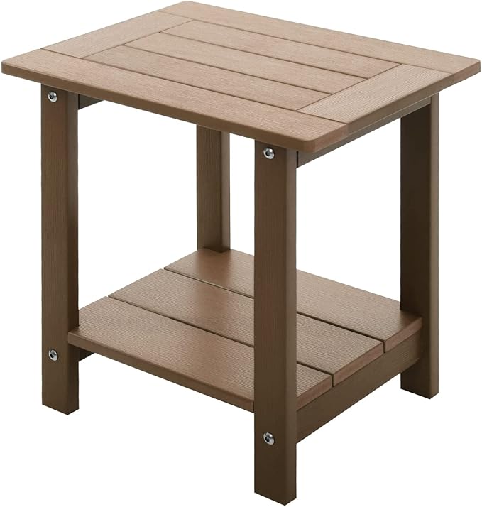 Double Adirondack Outdoor Side Table Weather Resistant, Outdoor Rectangular P...