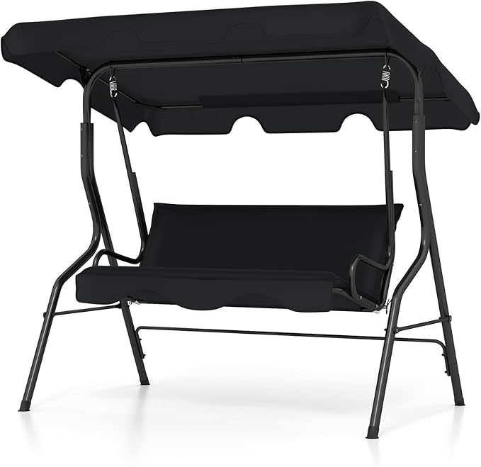 Tangkula 3 Person Porch Swing, Patio Swing with Removable Cushion & Powde...