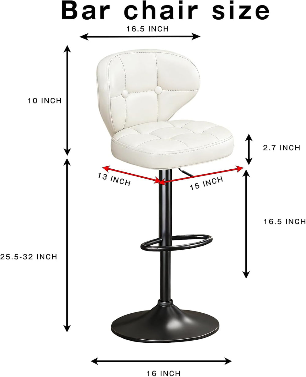 Bar Stools Set of 4, Adjustable Swivel Bar Chairs with 360° Rotation, Padded ...
