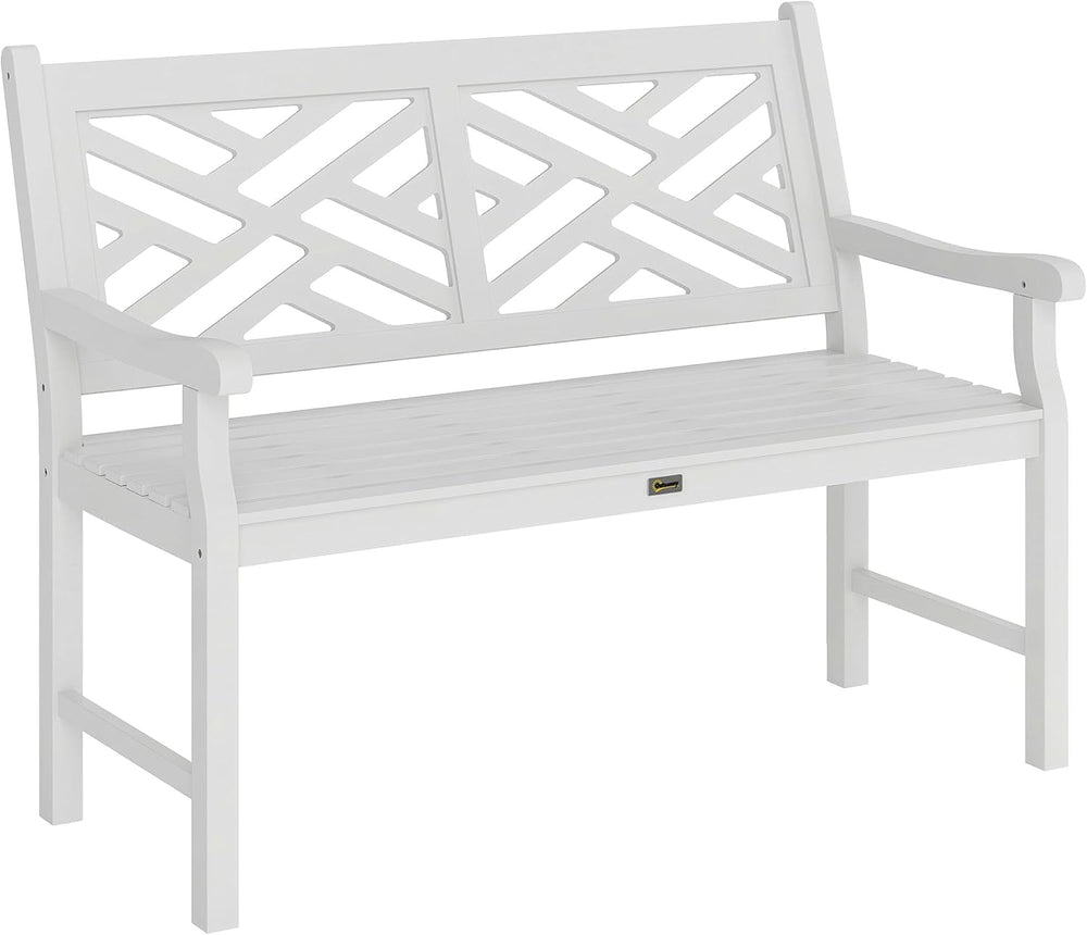 Outsunny Outdoor Garden Bench Wooden Frame Patio Bench 43.25 Inch White