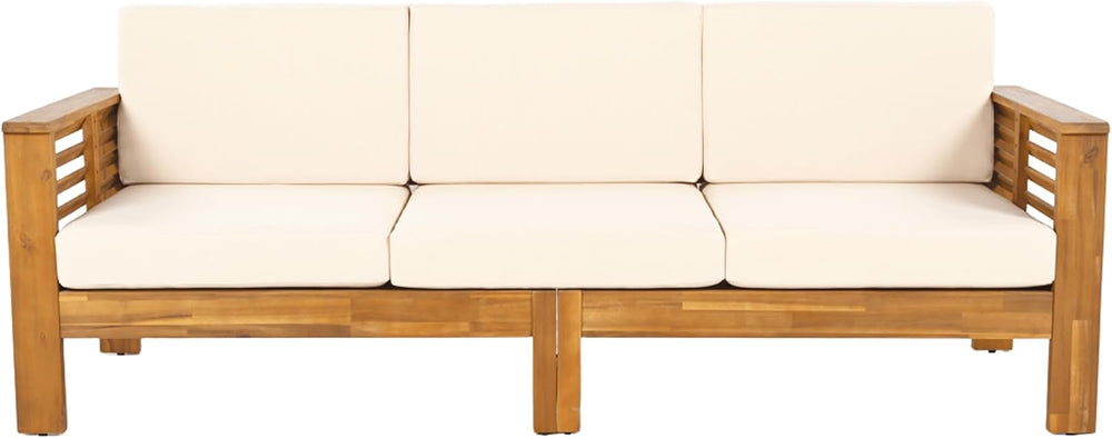 Merax 3 Piece Acacia Wood Patio Furniture Set, Outdoor Sectional Sofa Set wit...