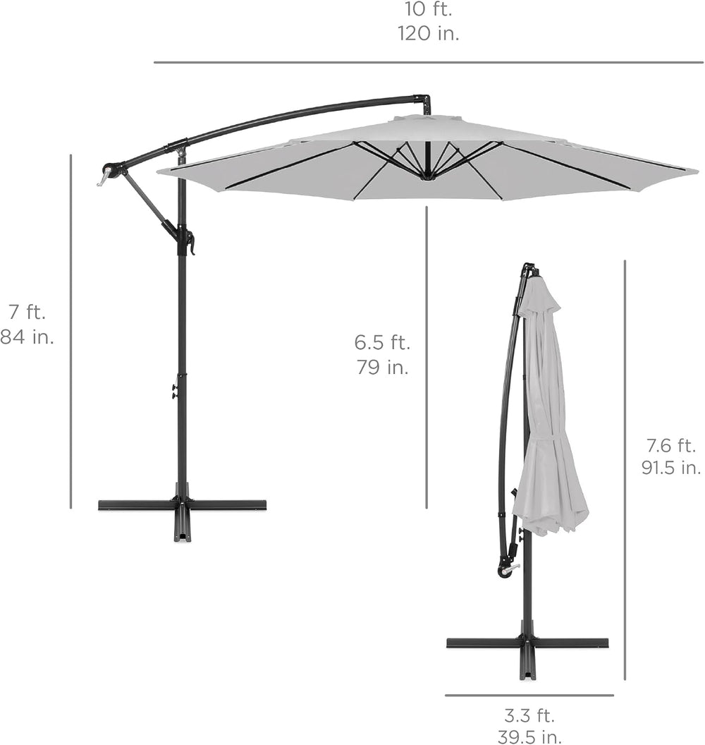 Best Choice Products 10ft Offset Cantilever Hanging Market Patio Umbrella, 8 ...