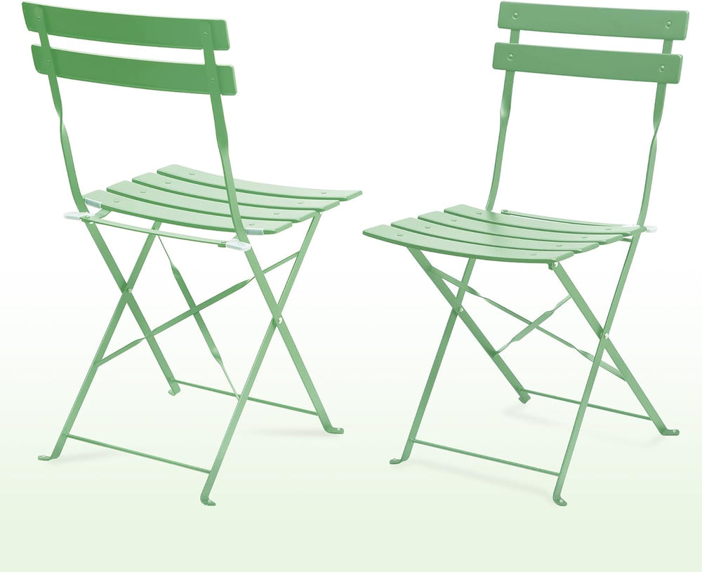 3-Piece Patio Bistro Set, Folding Outdoor Bistro Table and Chairs with Sturdy...