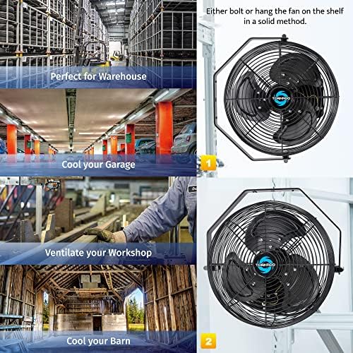 Tornado 12 Inch Outdoor Water-Resistant Metal Industrial Wall Mounted Fan IPX...