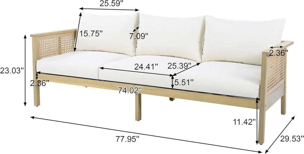 Christopher Knight Home Teras Acacia Wood Outdoor 3 Seater Sofa with PE Wicke...