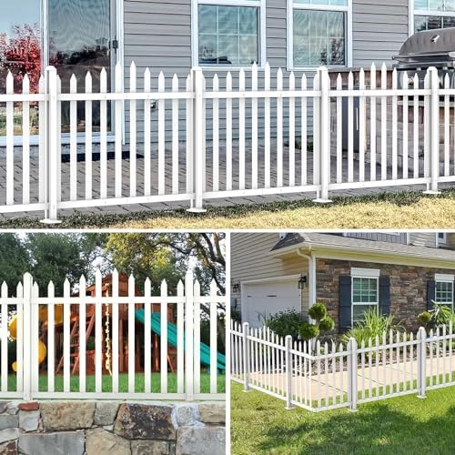 1 Set Vinyl Picket Fence Panels White 84''Wx36''H PVC Decorat...