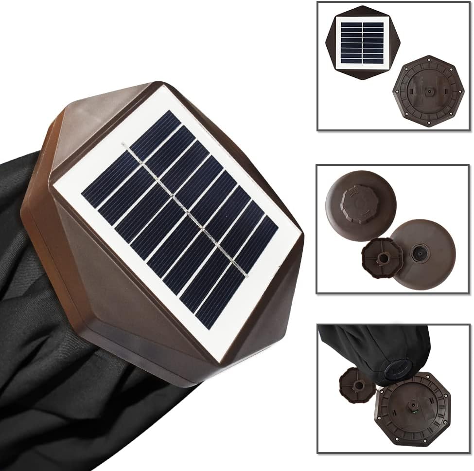 EliteShade USA 10-Year-Non-Fading Solar Market Umbrella with 80 LED Lights Pa...