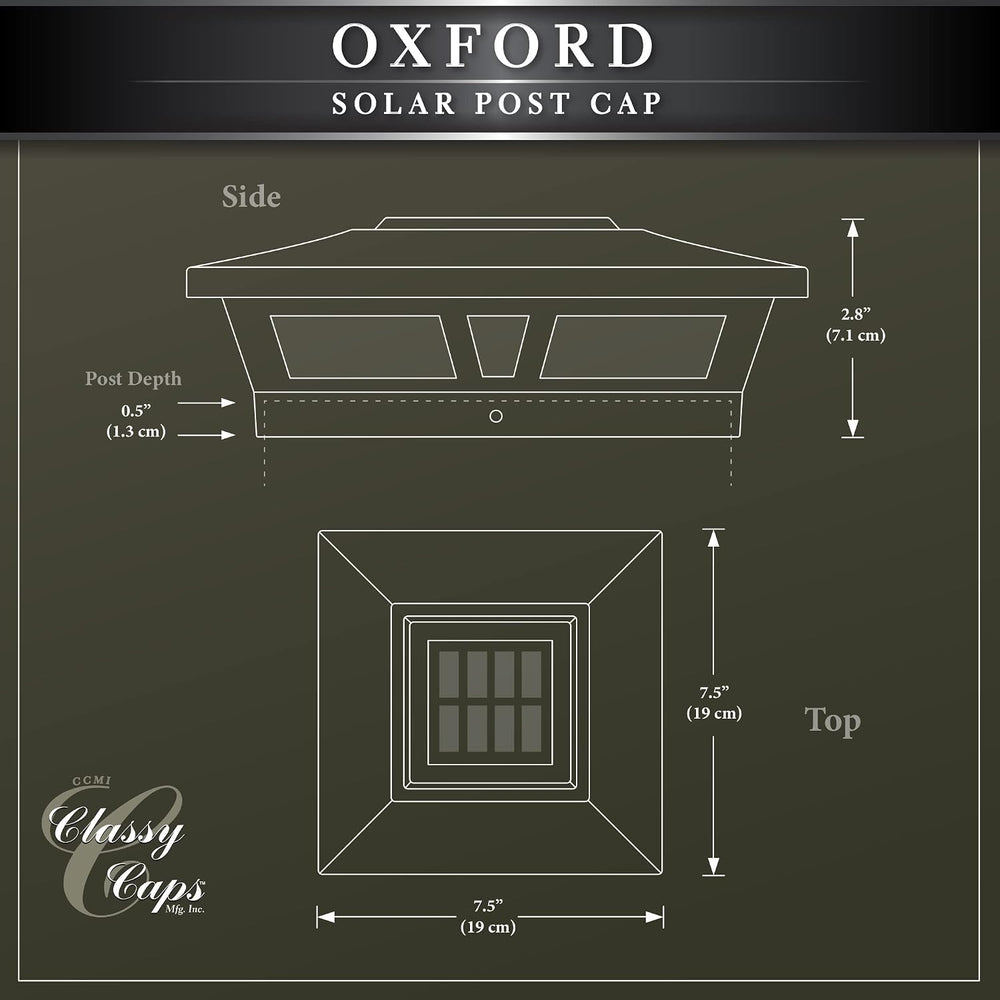 Classy Caps Oxford Solar Post Cap - Fits 6"x6", 5.5"x5.5"...
