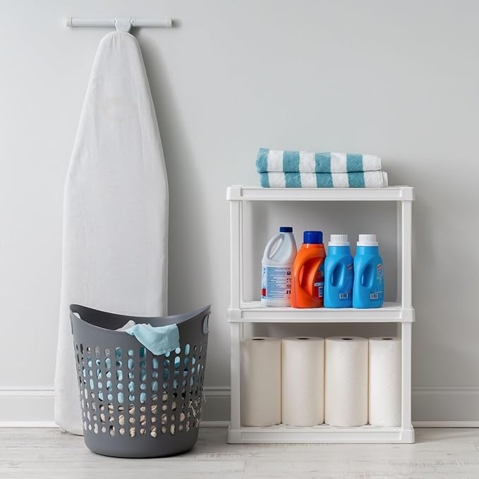 IRIS USA 3-Shelf Light Duty Plastic Storage Shelves, 150lb Capacity, 33"...