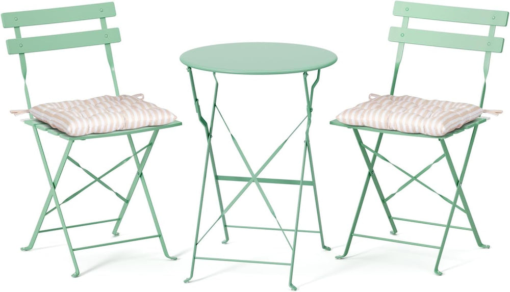 VINGLI Outdoor Folding Bistro Table and Chairs Set of 2, 3-Piece Bistro Set w...