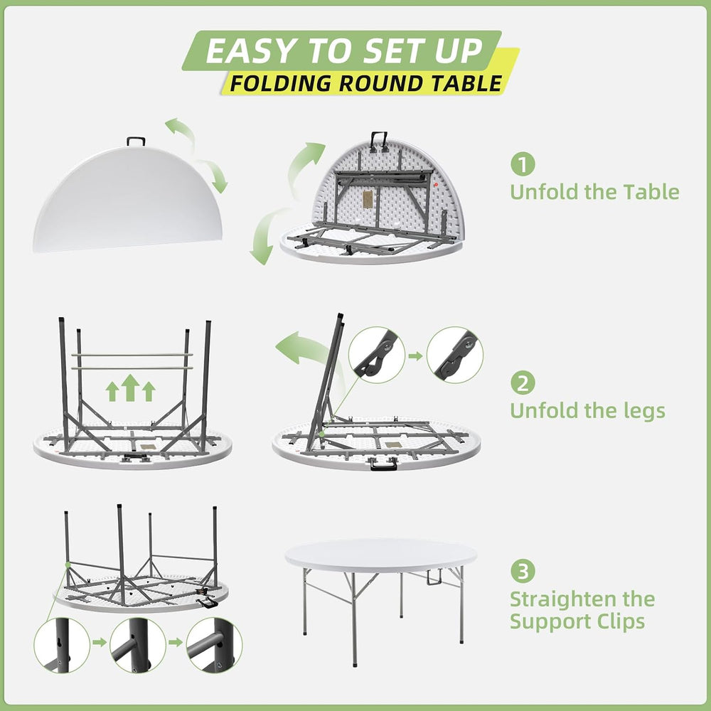 4FT Foldable Table,Folding Plastic Card Table with Handle