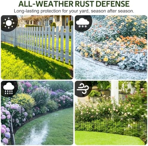 Decorative Garden Fence 17in x 30ft, 30 Panels No Dig Fence, Metal Fencing