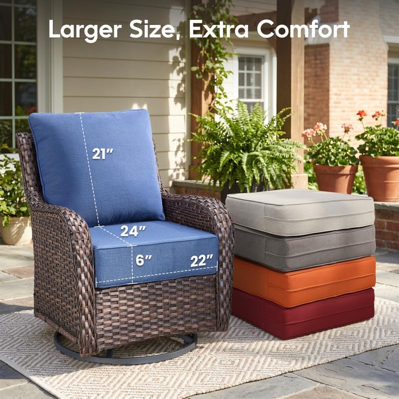 Luxury 22*24*6in Outdoor Patio Cushions, 5 Pieces Navy Blue Outdoor Cushion