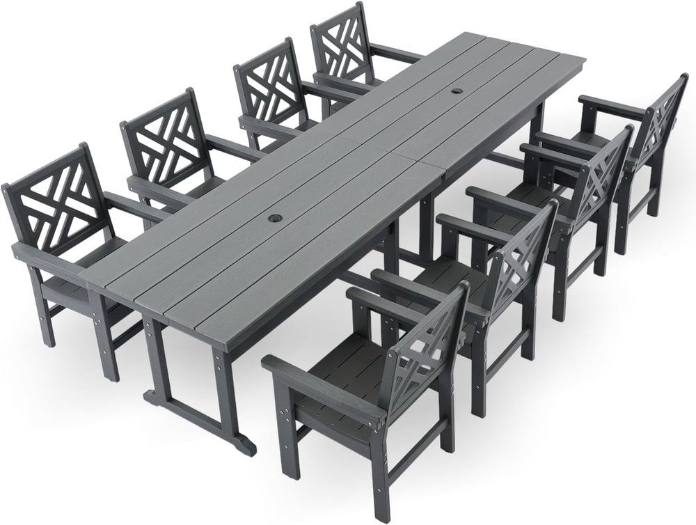 HDPE Dining Table Set for 8,10-Piece Outdoor Table and Chairs Include 8 Dinin...