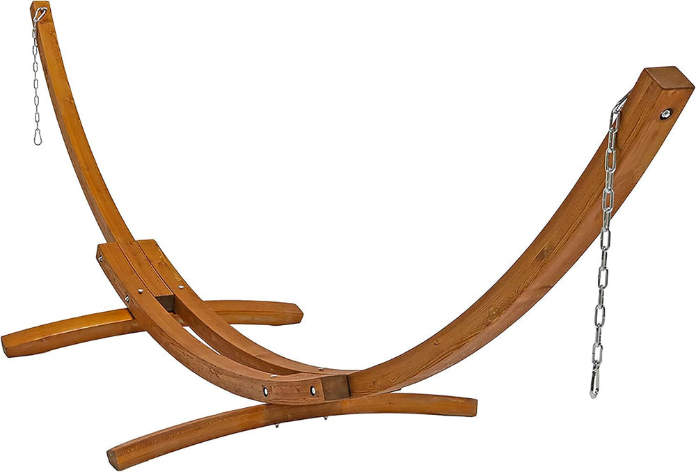 Sunnydaze Curved Wooden Hammock Stand for Outside, Heavy Duty, Large