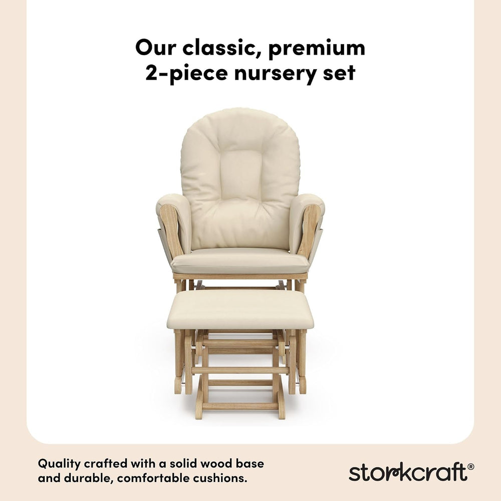 Storkcraft Premium Hoop Glider & Ottoman, Natural/Beige