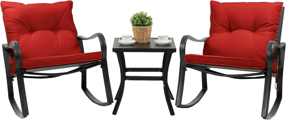Kozyard 3 Piece Outdoor Rocking Chairs Patio Bistro Set