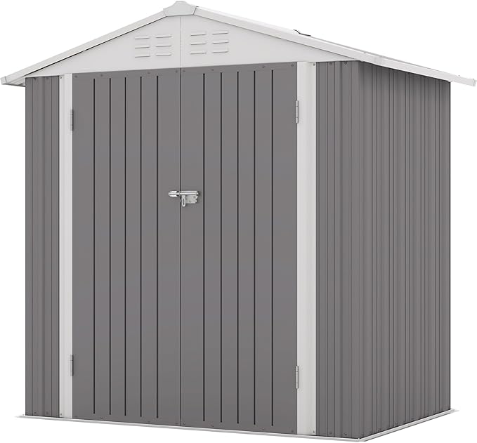 Patiowell 6x4 FT Outdoor Storage Shed, Water-Resistance Metal Outdoor Sheds w...