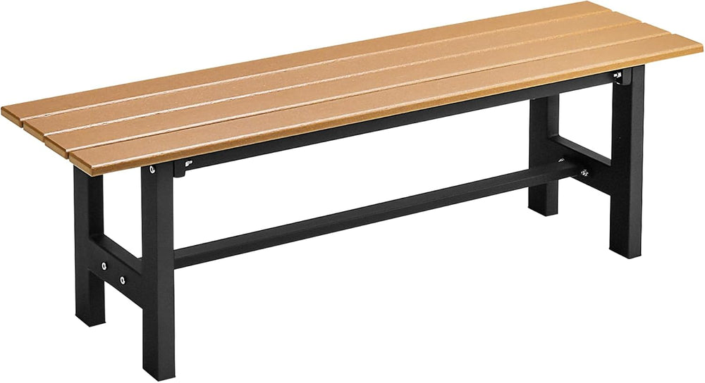 Tangkula 47 Inch HDPE Outdoor Bench Backless Set of 2, Patio Dining Bench wit...