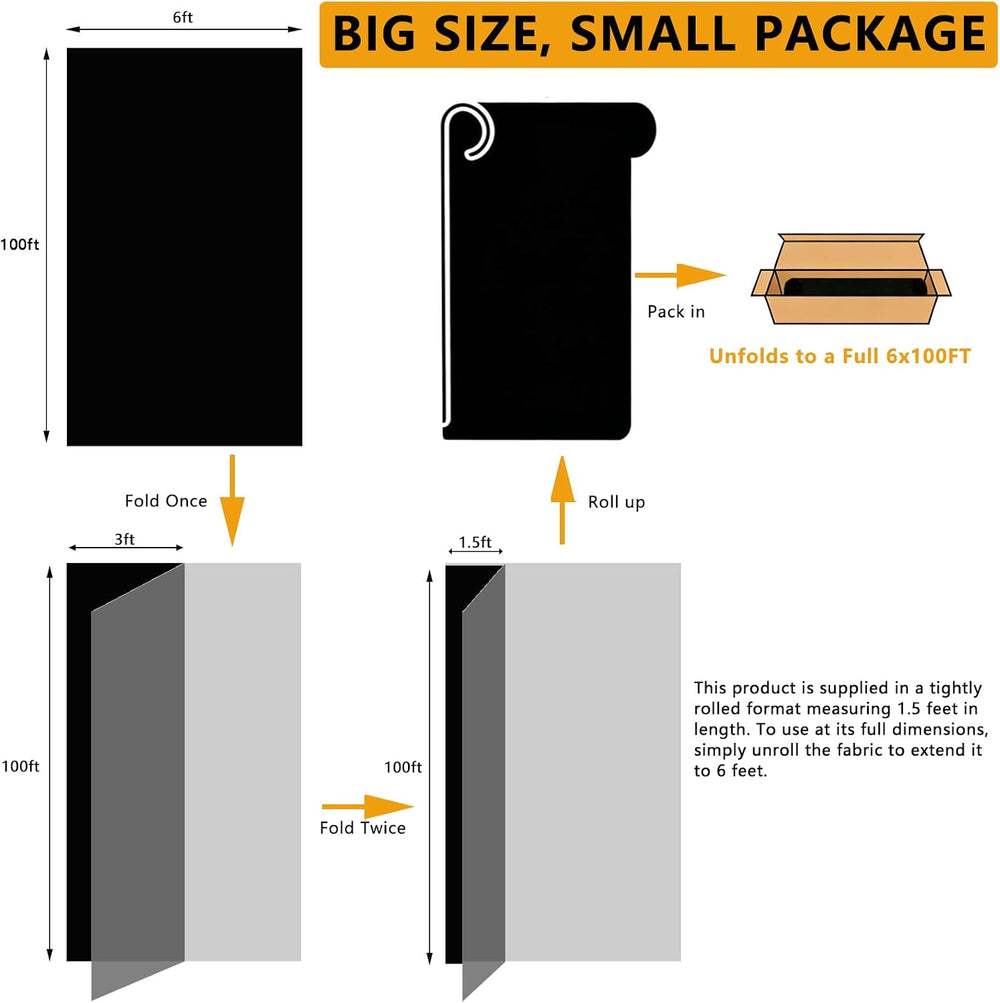POYEE 70% Black Shade Cloth Roll 6x100 ft