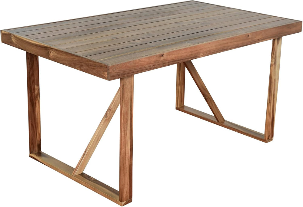 RuiSiSi Outdoor Dining Table Set for 6, Acacia Wood Patio Dining Set with Ben...