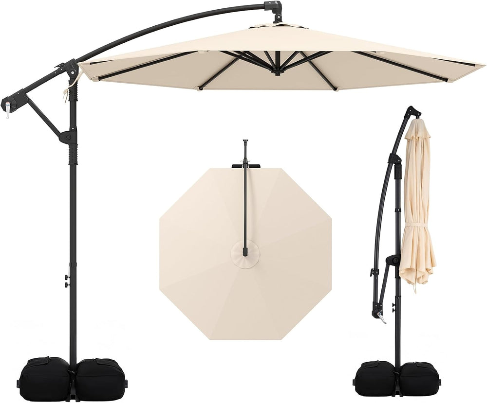 Tangkula 10ft Patio Umbrella with Base Included, Offset Cantilever Outdoor Um...