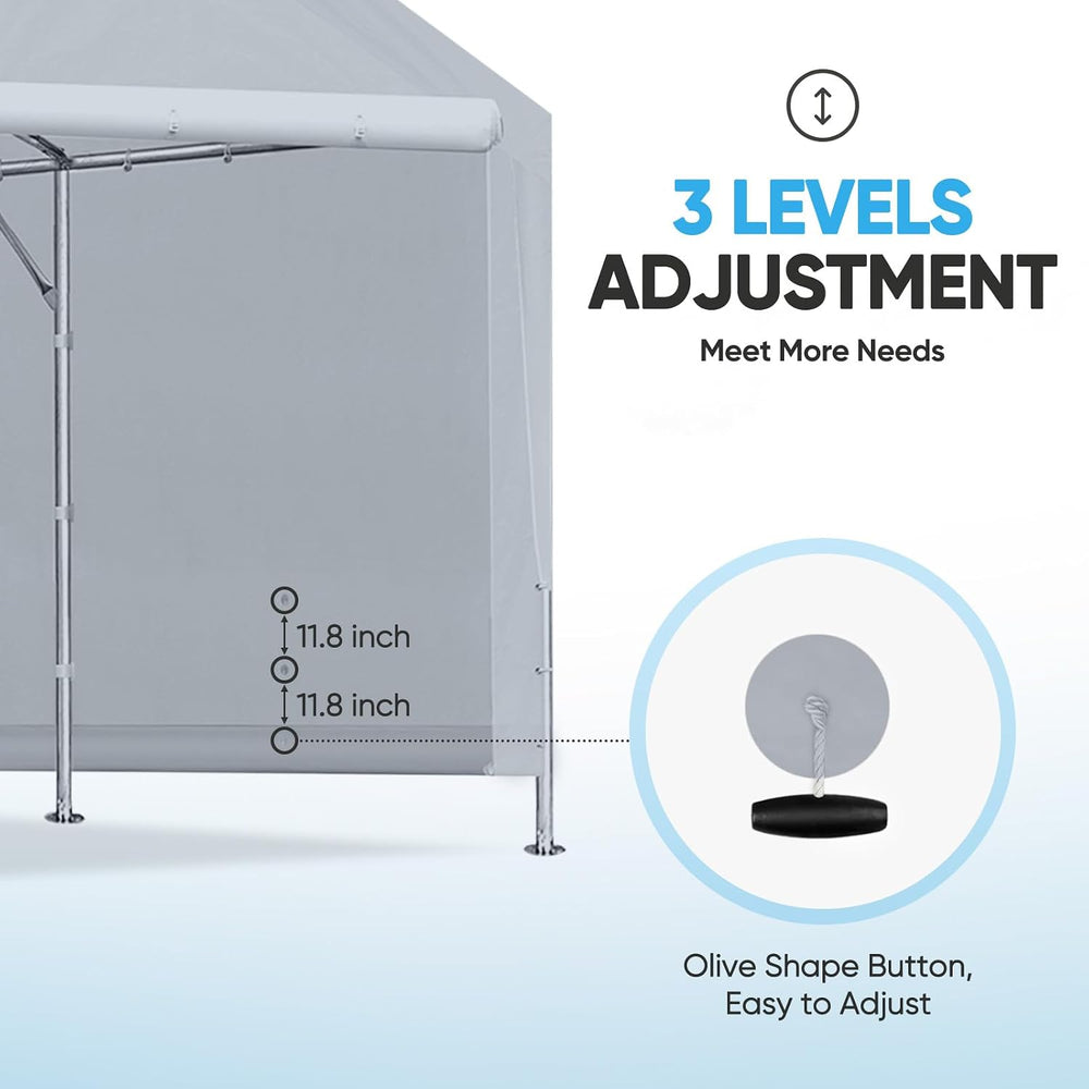 Quictent 20 ft Long Carport Replacement Sidewall with Bungee Balls