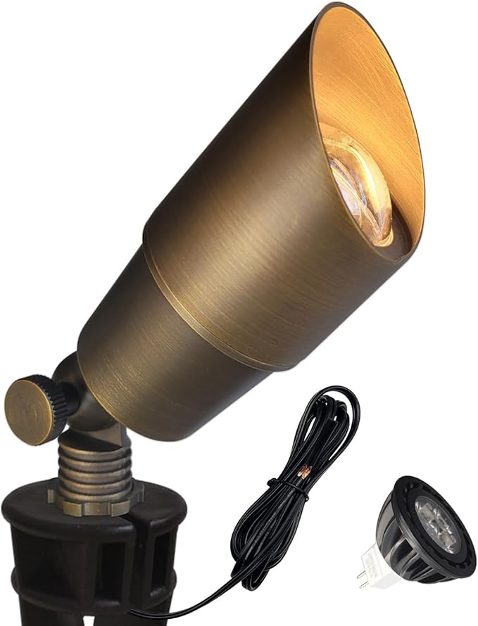 COLOER Die-cast Brass Low Voltage Spotlight 1-Pack with 5W Aluminum Housing M...