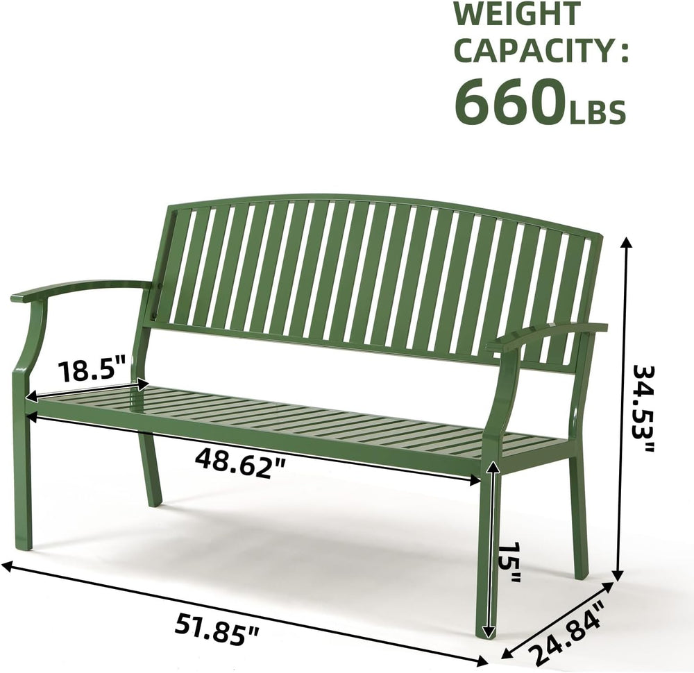 52'' Outdoor Garden Bench for 2, Aluminum Patio Bench